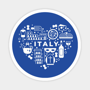 Italian Icons in a Heart Shape // Italy Pride Magnet